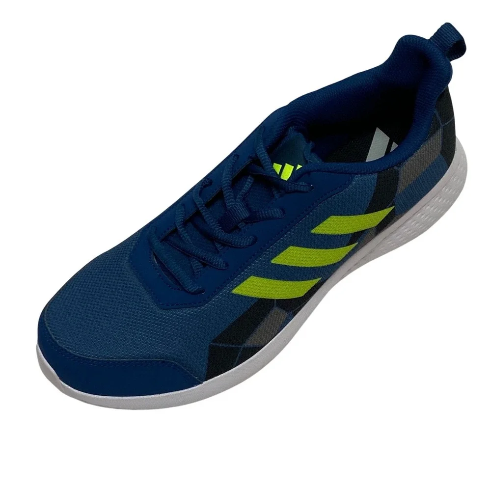Adidas Men Blue Lime Green Running Shoes Sneakers Mesh Lace Up Athletic 8.5 NWOB